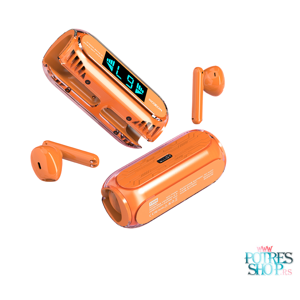 sl1438.2.png SLUSALICE BLUETOOTH AIRPODS MOXOM MX-TW24 ORANGE - Slika 1