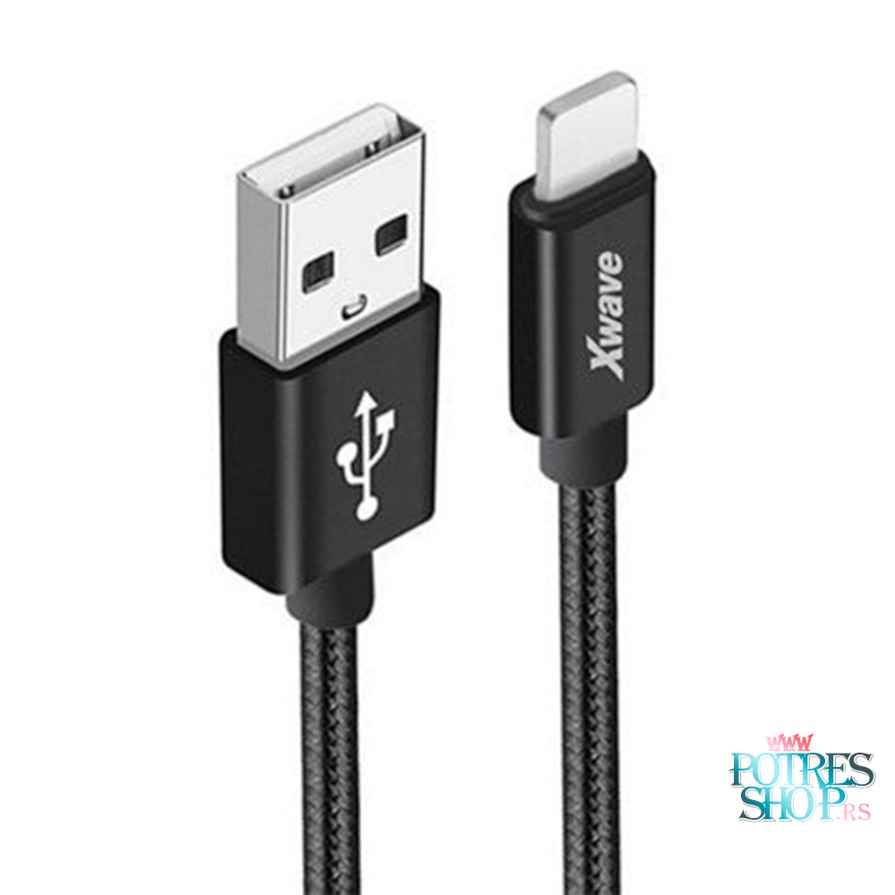 xwave-kabal-lighting-usb-2m-potresshop.rs-.png XWAVE KABAL SA USB-A NA IPHONE- LIGHTING 2M CRNI - Slika 1